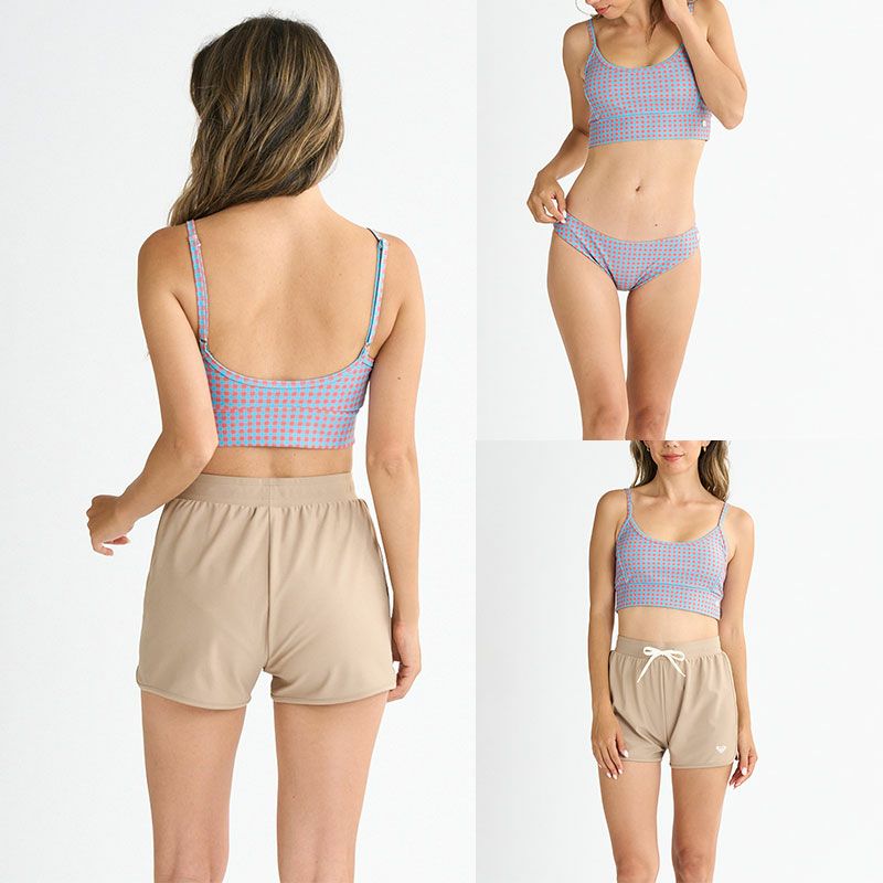 ROXYロキシー水着レディース4点セットPICNICGINGHAMRSW251009ラッシュガード長袖サーフパンツビキニ上下セットアップサーフサーフィンブランド